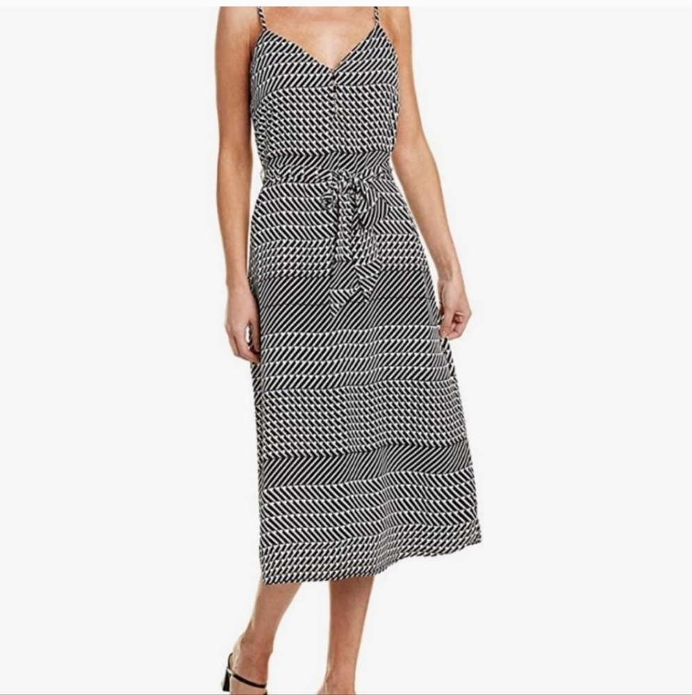 Joie Sz XL Shira Geometric Print Mixed Stripe Dress $298